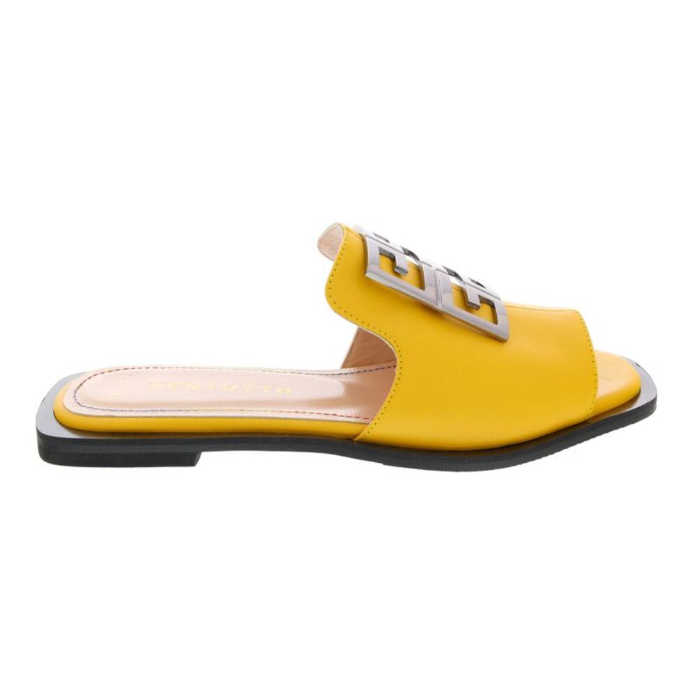 Ventutto Yellow Crest Flat Leather Slide - Picture 3 of 6